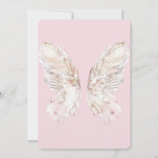 Roze Vlinder Goud Glitzy Lijst Verjaardag Kaart (Achterkant)