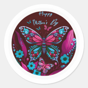 roze vlinder Happy Moederdag Stickers