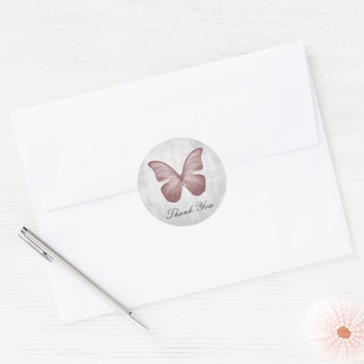 Roze vlinder Hartelijk dank, Stickers (Envelop)