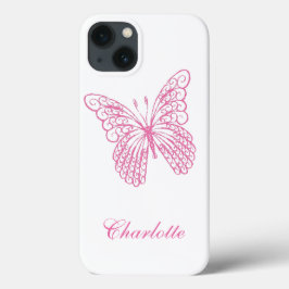  roze vlinder iPhone draagtas iPhone 13 Hoesje