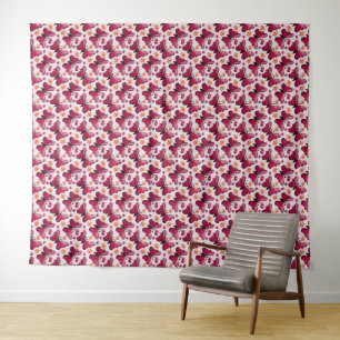 Roze Vlinder Kersen Naadloos Patroon Wandkleed
