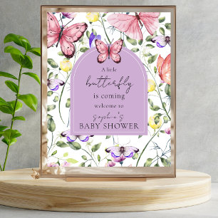 Roze Vlinder Lavendel Boog Welkom Baby Shower Poster