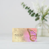 roze vlinder logo visitekaartje (Staand voorkant)