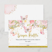 Roze vlinder Luier Raffle kaart (Voorkant / Achterkant)