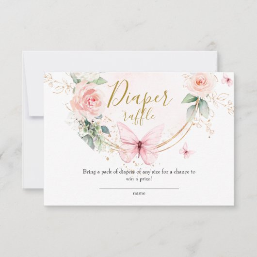 Roze vlinder Luier Raffle kaart (Voorkant)