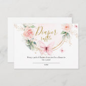 Roze vlinder Luier Raffle kaart (Voorkant / Achterkant)