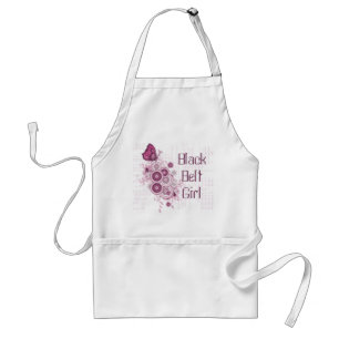 Roze vlinder Martial Arts Black Belt Girl Standaard Schort