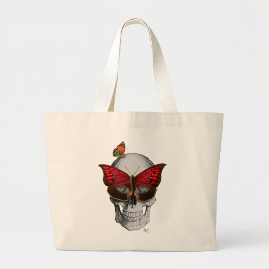 Roze vlinder Masker Grote Tote Bag (Voorkant)