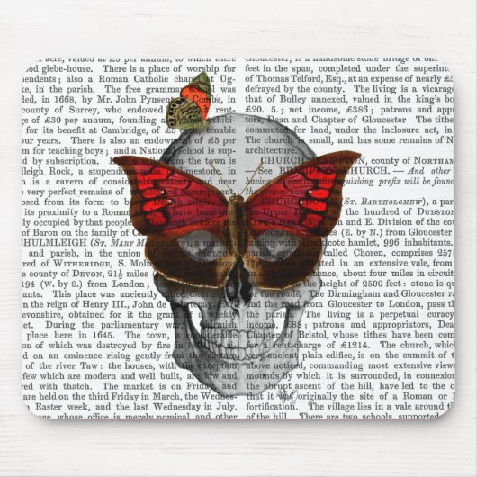 Roze vlinder Masker Muismat (Voorkant)