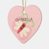 Roze vlinder met naam hart keramisch ornament (Links)