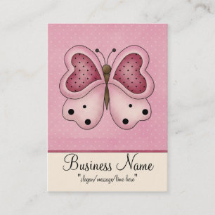 Roze vlinder met Polka Dots Chubby Visitekaartje