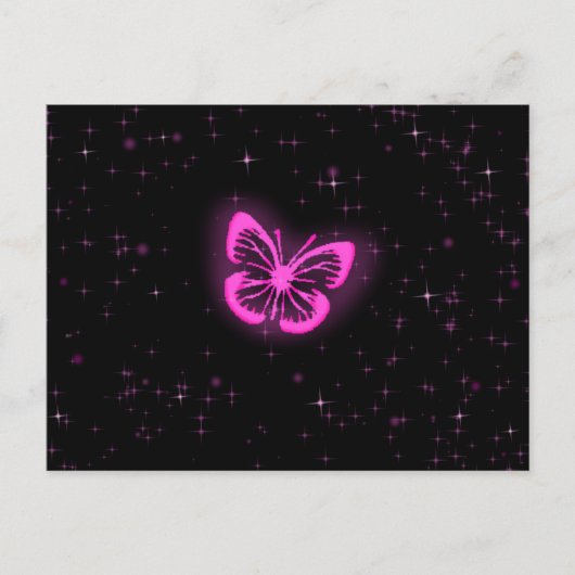 Roze vlinder met sparkles briefkaart (Voorkant)