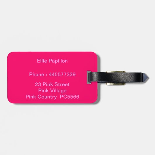 roze vlinder - monogram bagagelabel (Achterkant horizontaal)