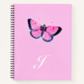 Roze  vlinder - monogram notitieboek (Voorkant)