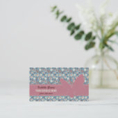 Roze vlinder op  Floral Blue Pattern Visitekaartje (Staand voorkant)