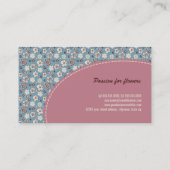 Roze vlinder op  Floral Blue Pattern Visitekaartje (Achterkant)
