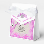 Roze vlinder Quinceanera Favor Box Bedankdoosjes (Voorkant Zijde)