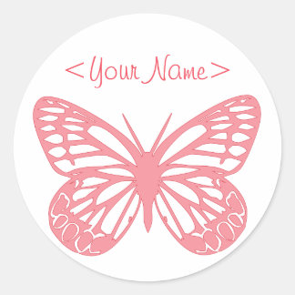 Roze vlinder ronde sticker