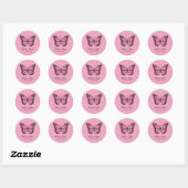 roze vlinder ronde sticker (Vel)