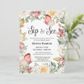 Roze Vlinder Roos Bloemen Baby Meisje SIP EN SEE Kaart (Staand voorkant)