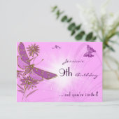 Roze Vlinder RSVP Uitnodigingskaart Kaart (Staand voorkant)