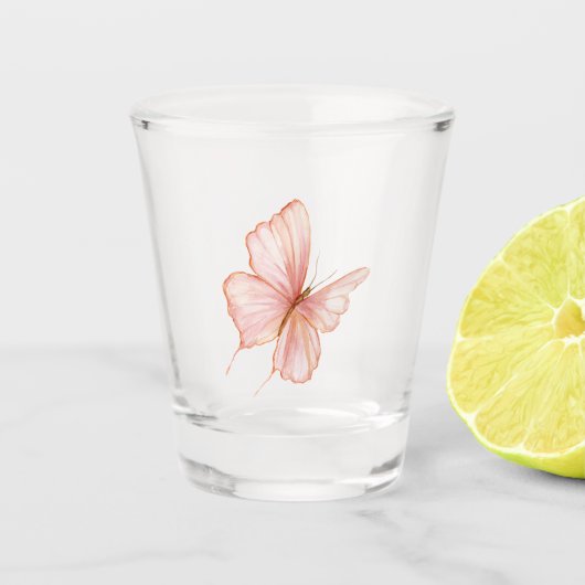 Roze Vlinder Shot Glas (Voorkant)