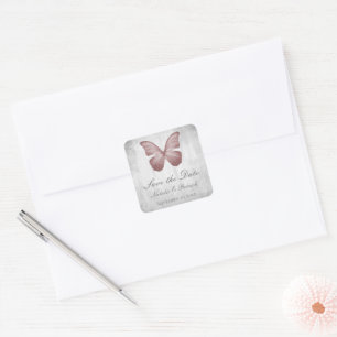 Roze vlinder Sla de Sticker Datum op