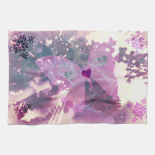 Roze vlinder theedoek