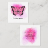 roze vlinder vierkante visitekaartje (Voorkant / Achterkant)