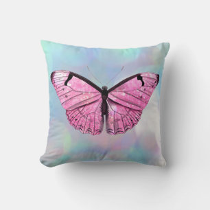 Roze Vlinder Vintage Illustratie Worp Kussen