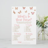 Roze Vlinder Wat Zit Er In De Tas Bruidsfeest Spel Briefpapier (Staand voorkant)