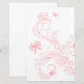 Roze vlinderbloemdraden briefpapier (Voorkant / Achterkant)