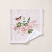  roze vlinderbloemen bad handdoek (Wasdoekje)
