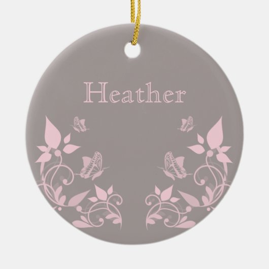 Roze vlinderbloemig Ornament (Voorkant)