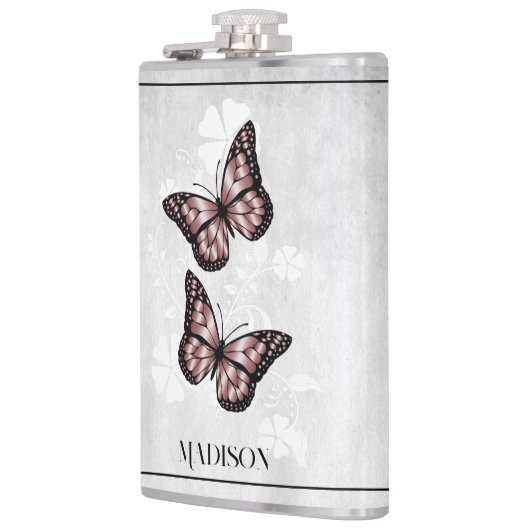 Roze vlinderbloemkolf heupfles (Links)