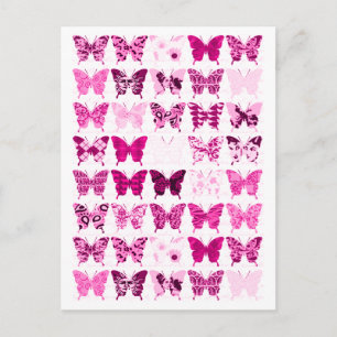 Roze vlindercollage briefkaart