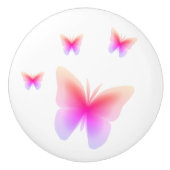  roze vlinderdruk keramische knop (Voorkant)