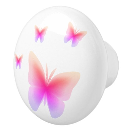  roze vlinderdruk keramische knop (Rechts)