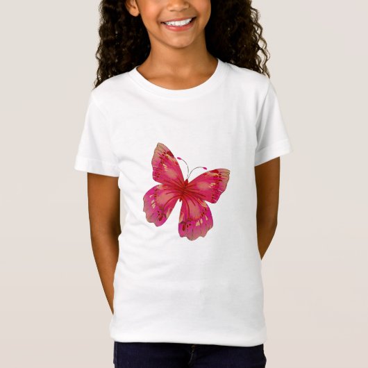 Roze vlinderkunst t-shirt (Voorkant)