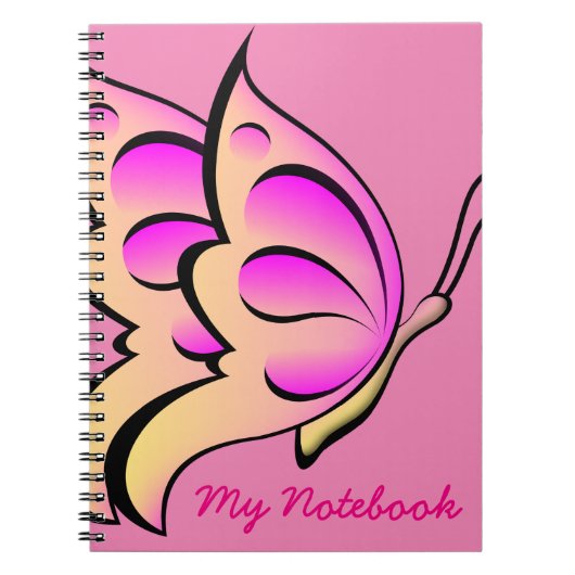 Roze vlinderlaptop notitieboek (Voorkant)