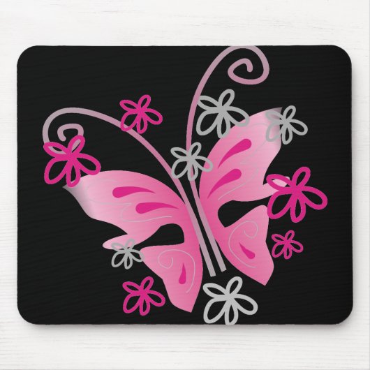 roze vlindermousepad muismat (Voorkant)