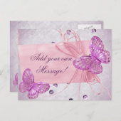 roze vlinderontwerp briefkaart (Voorkant / Achterkant)