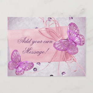 roze vlinderontwerp briefkaart