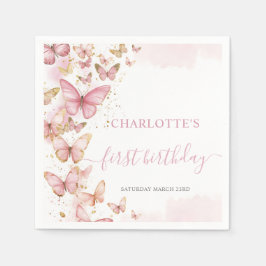 roze vlinders 1e 2e 3e 5e verjaardag servet