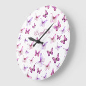 Roze Vlinders Aangepaste Naam Grote Klok (Hoek)