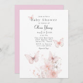 Roze Vlinders Baby shower Kaart (Voorkant / Achterkant)
