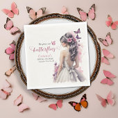 Roze Vlinders Bloemen Trouwjurk Vrijgezellenfeest Servet