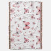 Roze Vlinders Deken (Voorkant Verticaal)