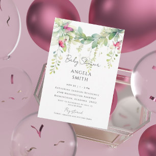 Roze Vlinders Dripping Foliage Baby shower Kaart