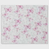 Roze Vlinders en Bellen Cadeaupapier (Vlak)